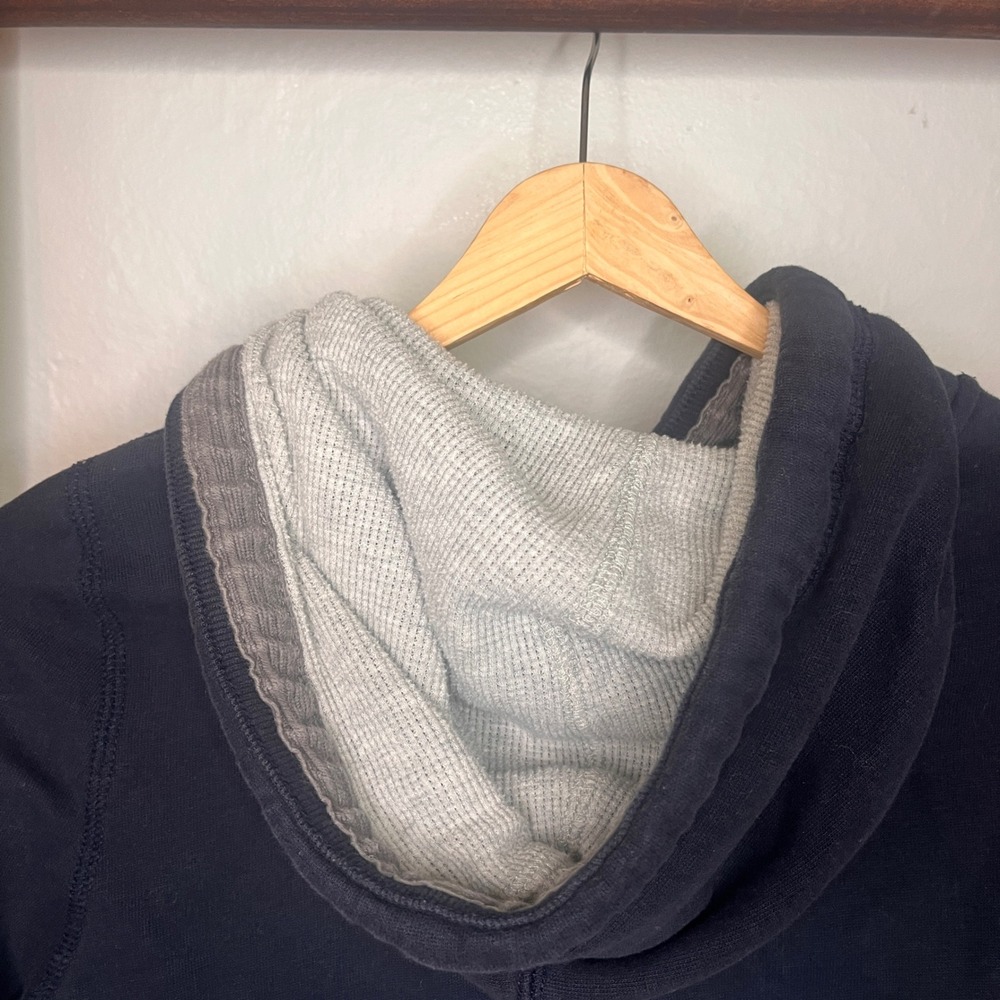 Abercrombie & Fitch Mens Navy Blue Full Zip Logo Hoodie Waffle Lined Hood Size M - Picture 11 of 14